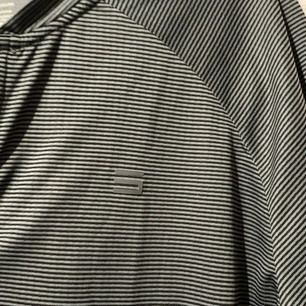 Three Sixty Six Mens 1/4 Zip Pullover XL‎ Black Gray Striped Long Sleeve Golf